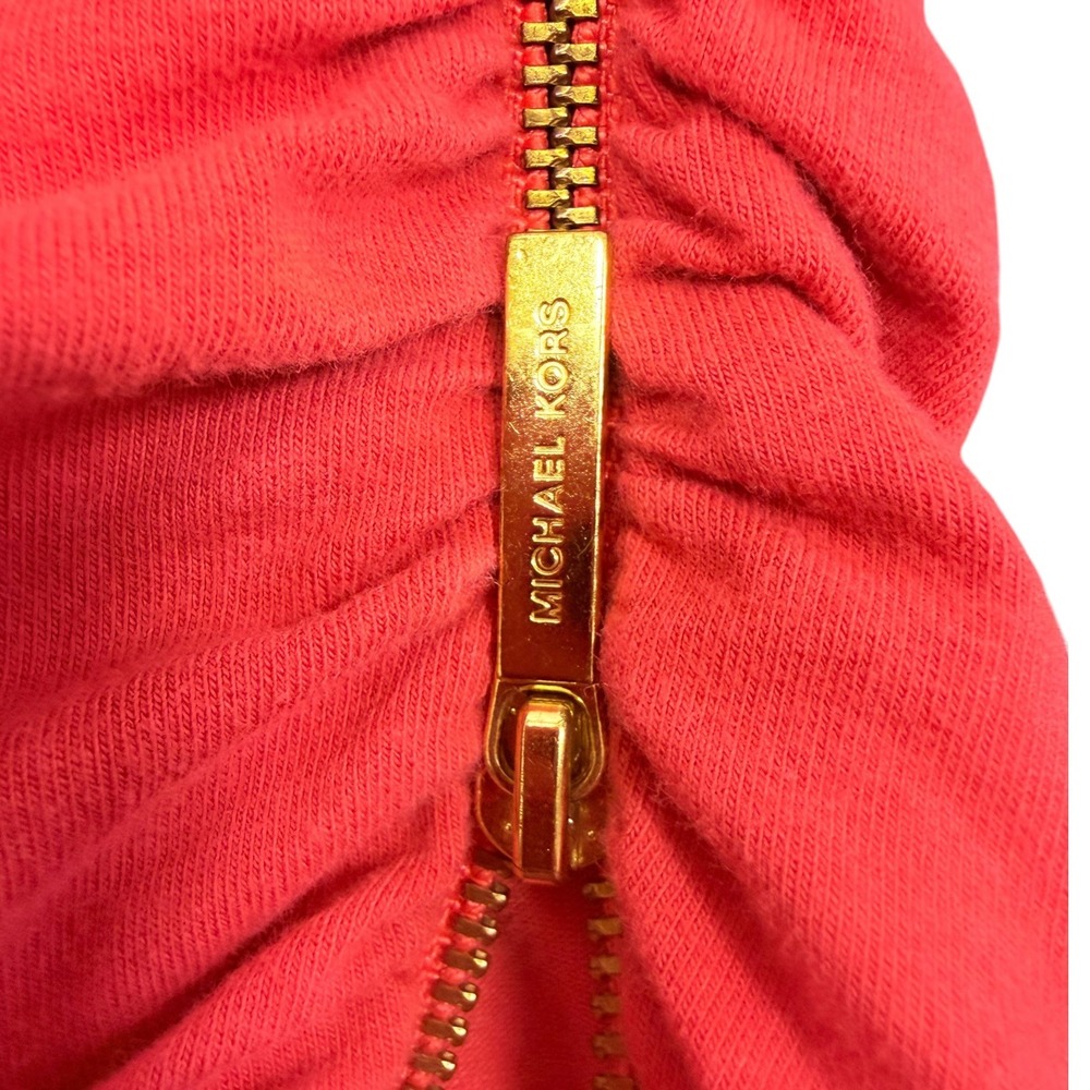 Michael Kors Dress Womens S Coral Ruched Side Zip Short Sleeve Stretch Bodycon - Picture 7 of 15